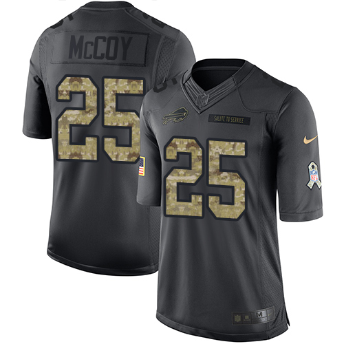 Men's Limited LeSean McCoy Nike Jersey Black - #25 2016 Salute to Service NFL Buffalo Bills